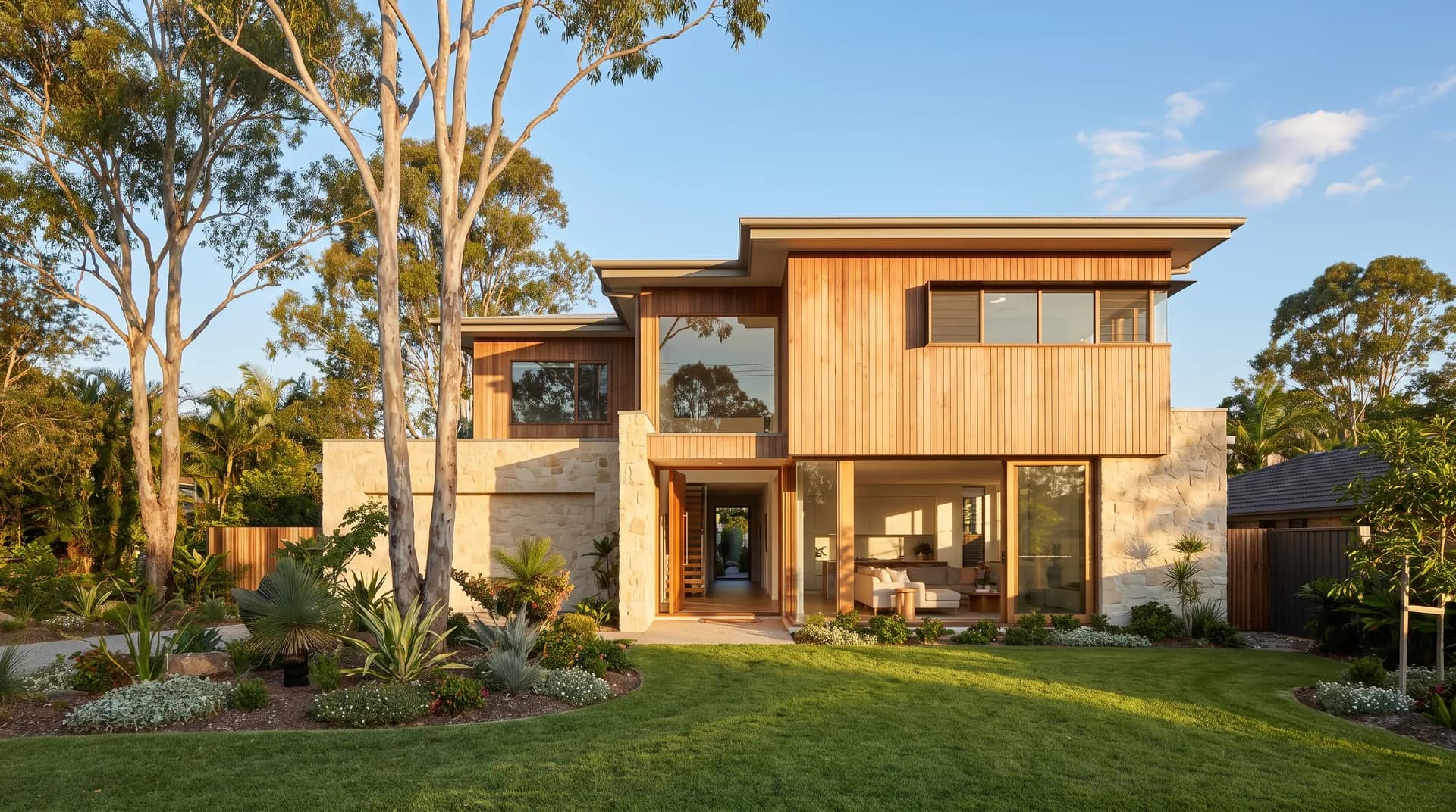 A completed Oakridge Living family home in warm afternoon light